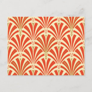 Art Deco fan pattern - mandarin orange Postcard