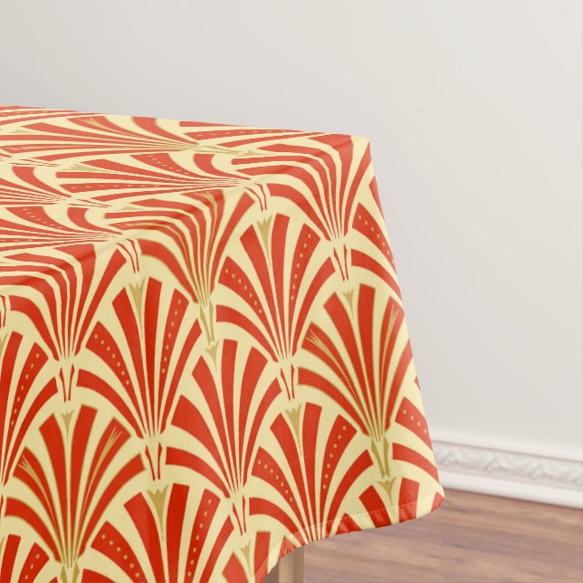 Art Deco fan pattern - mandarin orange Tablecloth (In Situ)