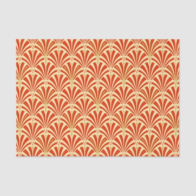 Art Deco fan pattern - mandarin orange Tissue Paper (Front)