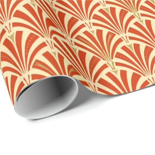 Art Deco fan pattern _ mandarin orange Wrapping Paper