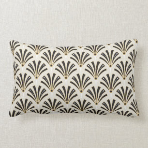 Art Deco Fan Pattern on Cream Lumbar Pillow