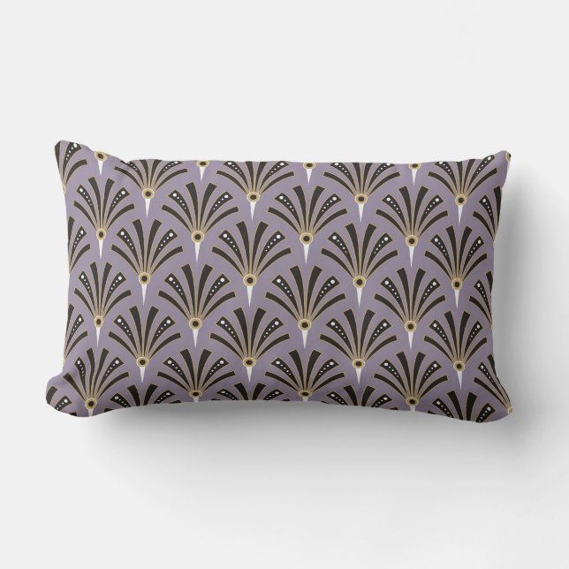 Art Deco Fan Pattern on Lavender Lumbar Pillow (Front)
