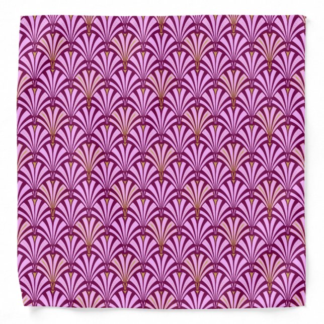 Art Deco fan pattern - orchid and purple Bandana (Front)