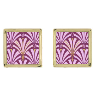 Art Deco fan pattern - orchid and purple Cufflinks