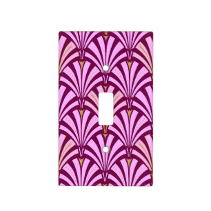 Art Deco fan pattern - orchid and purple Light Switch Cover