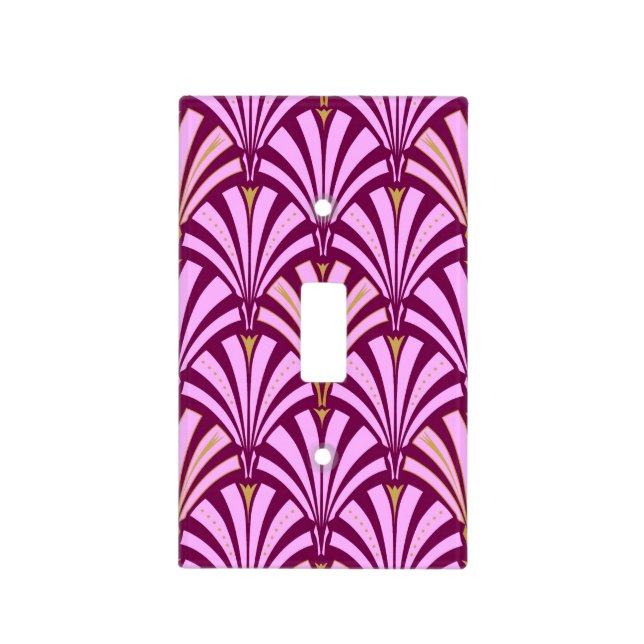 Art Deco fan pattern - orchid and purple Light Switch Cover (Front)
