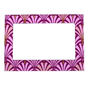 Art Deco fan pattern - orchid and purple Magnetic Picture Frame