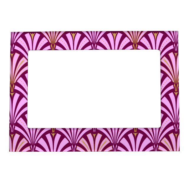 Art Deco fan pattern - orchid and purple Magnetic Picture Frame (Front)