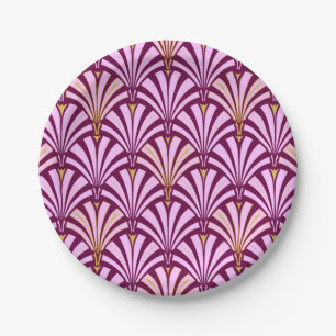 Art Deco fan pattern - orchid and purple Paper Plates