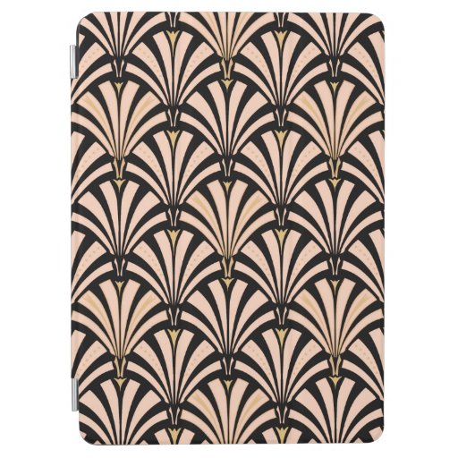 Art Deco fan pattern - peach on black iPad Air Cover