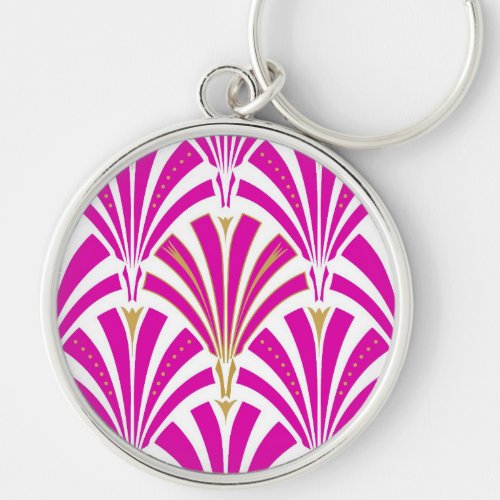 Art Deco fan pattern _ peppermint pink Keychain