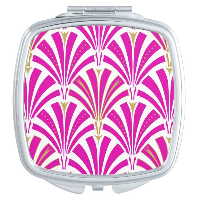Art Deco fan pattern - peppermint pink Mirror For Makeup (Front)