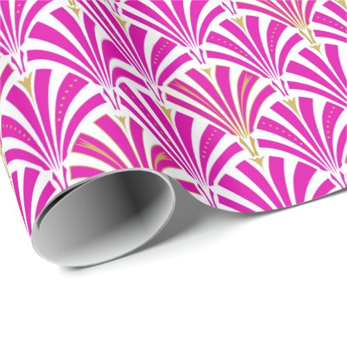Art Deco fan pattern _ peppermint pink Wrapping Paper