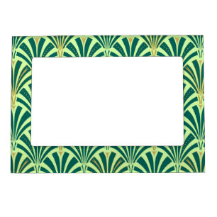 Art Deco fan pattern - pine and mint green Magnetic Picture Frame