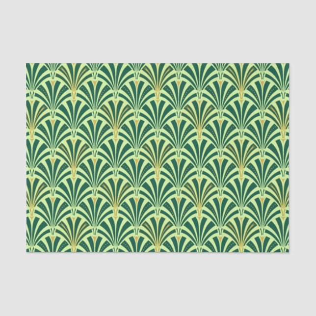 Art Deco fan pattern - pine and mint green Tissue Paper (Front)