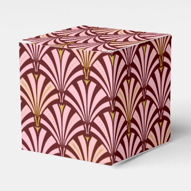 Art Deco fan pattern - pink and burgundy Favor Boxes (Front Side)