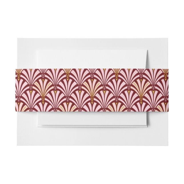 Art Deco fan pattern - pink and burgundy Invitation Belly Band (Front Example)