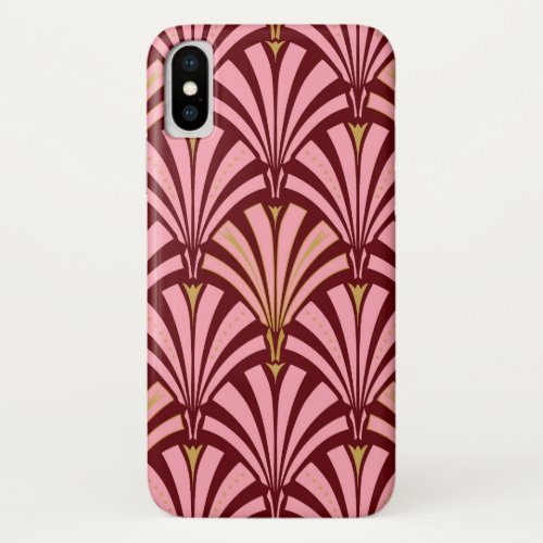 Art Deco fan pattern _ pink and maroon iPhone XS Case