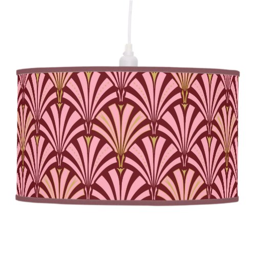 Art Deco fan pattern _ pink and maroon Ceiling Lamp