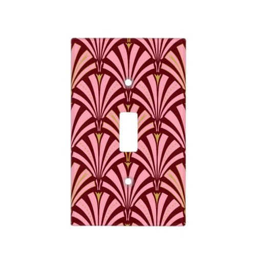 Art Deco fan pattern _ pink and maroon Light Switch Cover