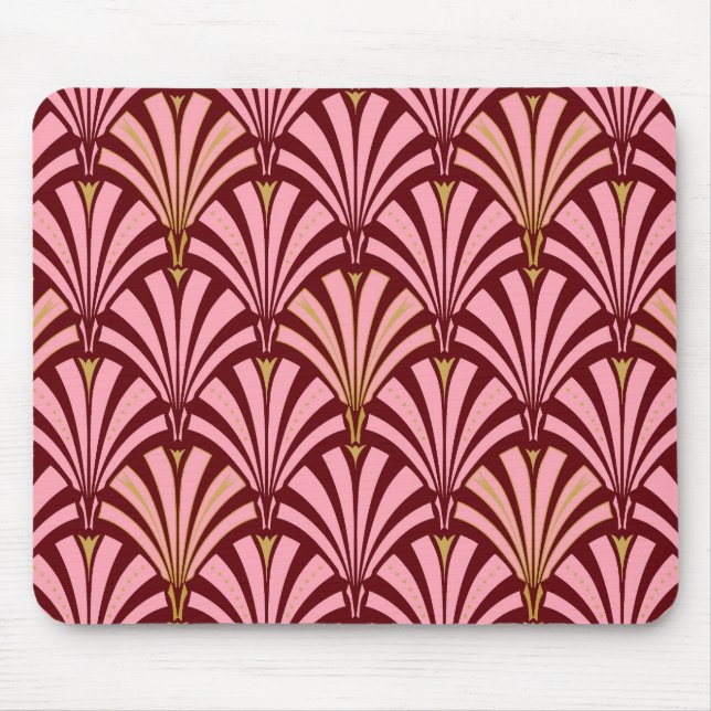 Art Deco fan pattern - pink and maroon Mouse Pad (Front)