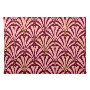 Art Deco fan pattern - pink and maroon Placemat