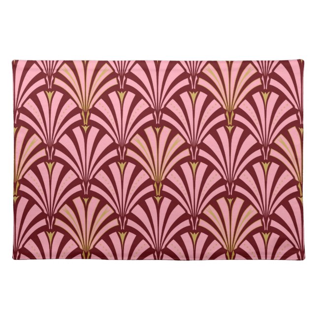 Art Deco fan pattern - pink and maroon Placemat (Front)