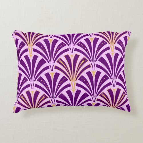 Art Deco fan pattern _ purple and orchid Accent Pillow