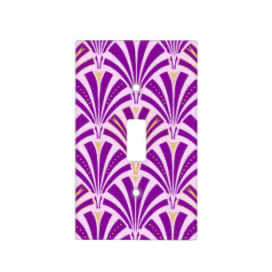 Art Deco fan pattern - purple and orchid Light Switch Cover