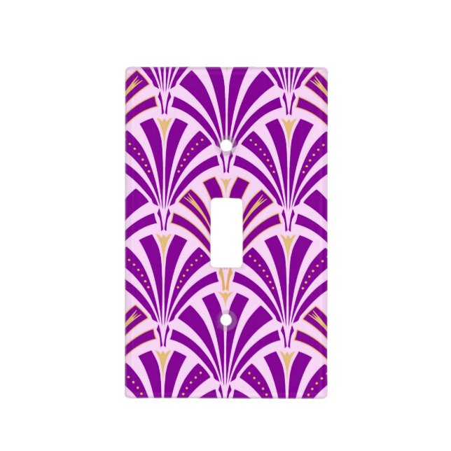 Art Deco fan pattern - purple and orchid Light Switch Cover (Front)