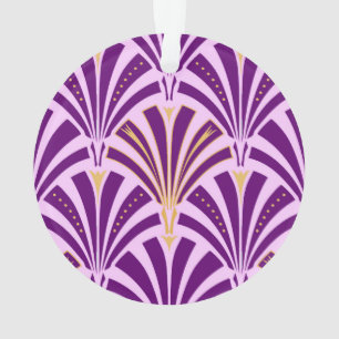 Art Deco fan pattern - purple and orchid Ornament