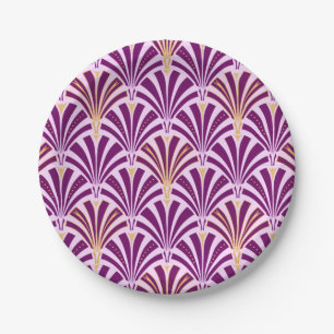 Art Deco fan pattern - purple and orchid Paper Plates