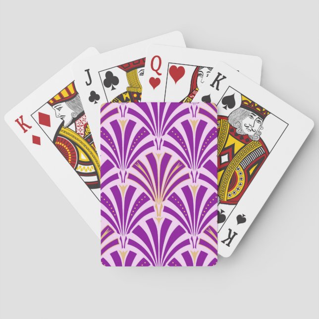 Art Deco fan pattern - purple and orchid Poker Cards (Back)