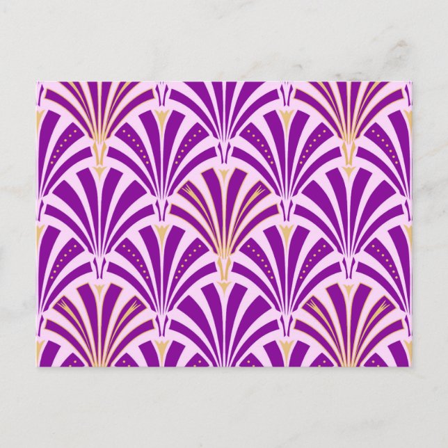 Art Deco fan pattern - purple and orchid Postcard (Front)