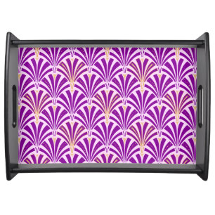 Art Deco fan pattern - purple and orchid Serving Tray