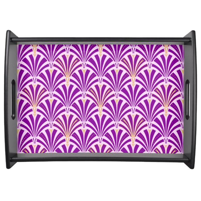 Art Deco fan pattern - purple and orchid Serving Tray (Front)