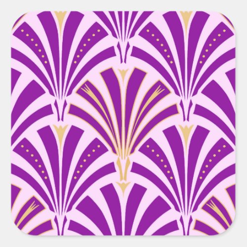 Art Deco fan pattern _ purple and orchid Square Sticker