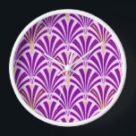 Art Deco fan pattern - purple and orchid Wall Clock<br><div class="desc">Digital reproduction of a classic,  Art Deco wallpaper,  fan pattern - amethyst purple on light orchid,  embellished with gold</div>