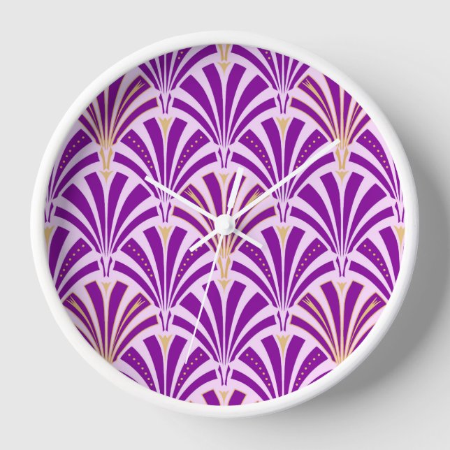 Art Deco fan pattern - purple and orchid Wall Clock (Front)