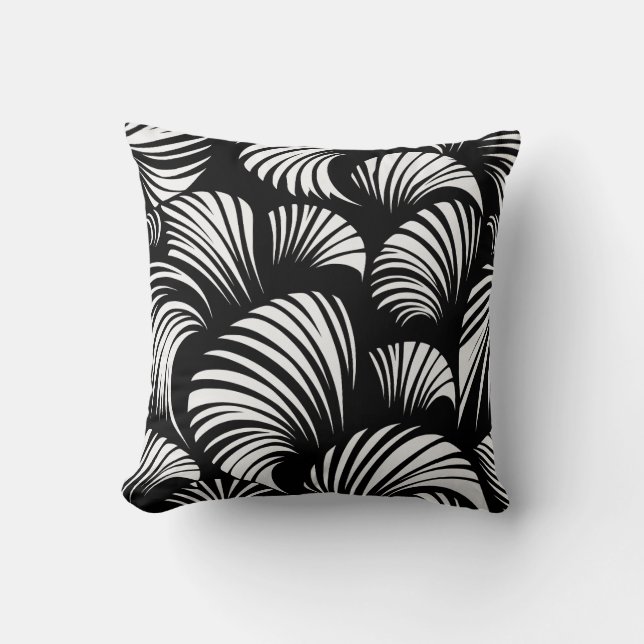 Art Deco Fan Pattern Throw Pillow (Front)