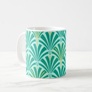 Art Deco fan pattern - turquoise on aqua Coffee Mug