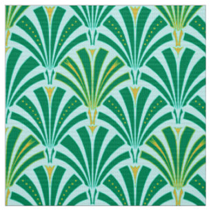 Art Deco fan pattern - turquoise on aqua Fabric