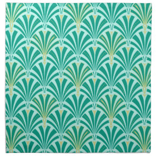 Art Deco fan pattern - turquoise on aqua Napkin