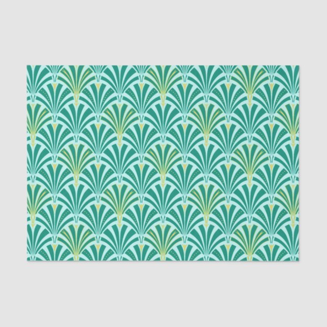 Art Deco fan pattern - turquoise on aqua Tissue Paper (Front)