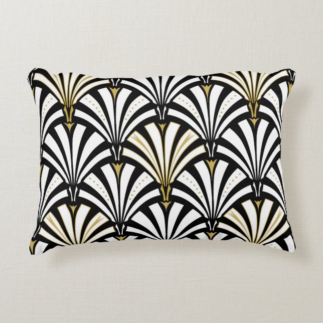 Art Deco fan pattern - white and black Accent Pillow (Front)