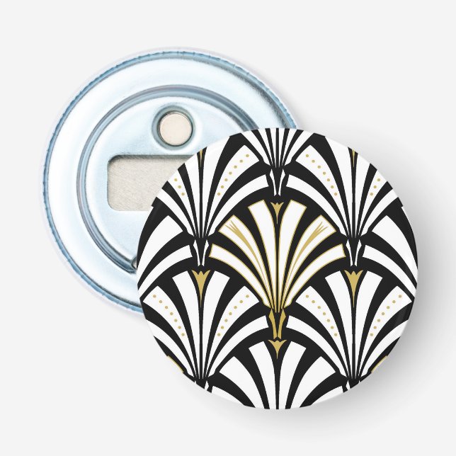 Art Deco fan pattern - white and black Bottle Opener (Front)
