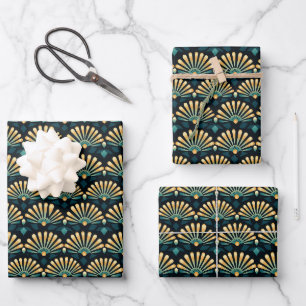 Art Deco Fan Pattern Wrapping Paper Sheets