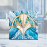 Art Deco Fan Shell - Blue and White Marble Ceramic Tile<br><div class="desc">Art Deco Fan Shell - Blue and White Marble</div>