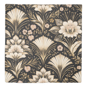 Art Deco Fan Style Floral Pattern Duvet Cover