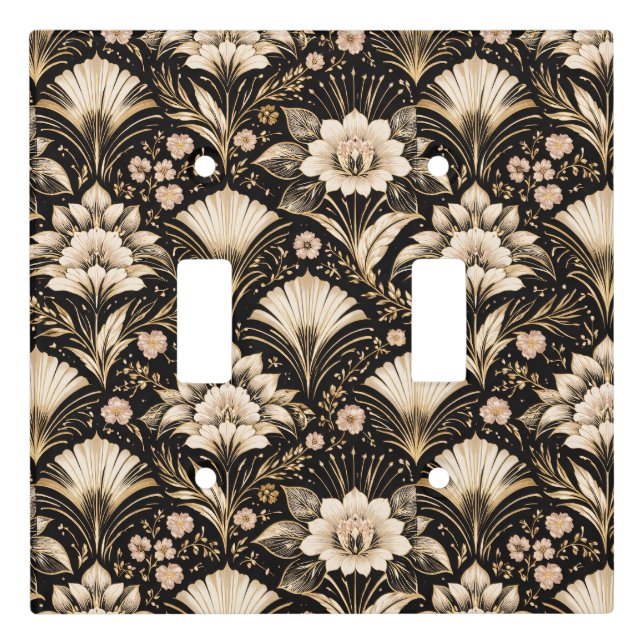 Art Deco Fan Style Floral Pattern Light Switch Cover (Front)